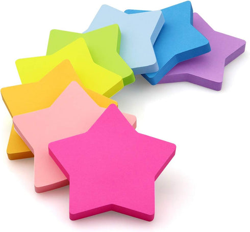 Star Shape Sticky Notes, 8 Color Bright Colorful Self-Sticky Pad, 75 Sheets/Pad
