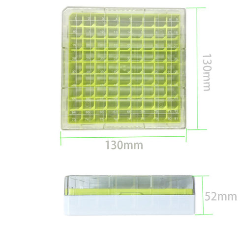 Polycarbonate CryoBox Vial Rack, 81 Place (9 x 9 Array) - Blue/Green/Red/Yellow (Pack of 4)