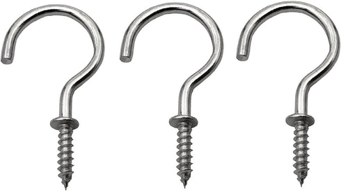 304 Stainless Steel Screw Hooks, 40 Pcs 1-1/4 Inch Cup Hooks for Outdoor & Indoor Use