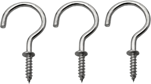 304 Stainless Steel Screw Hooks, 40 Pcs 1-1/4 Inch Cup Hooks for Outdoor & Indoor Use