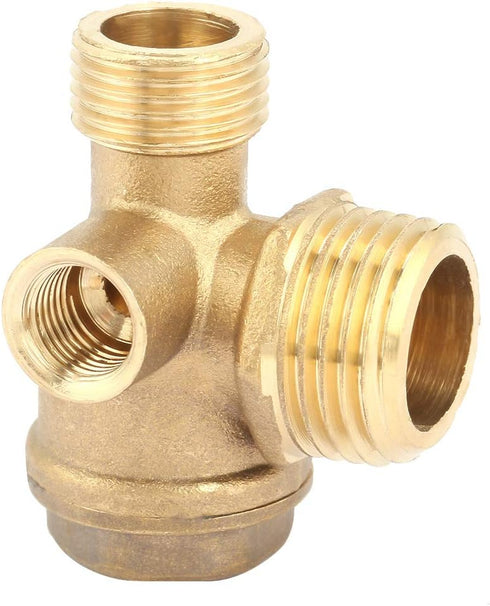 Air Compressor Check Valve, 3-Way Brass Male Threaded Air Compressor Check Valve Tube
