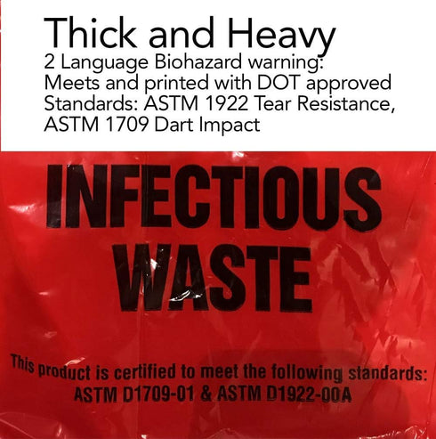33 29" 43" 1.1 0.0011 Inch, 20 RESILIA Biohazard Bags - Hazardous Waste Disposal, Meets DOT ASTM Standards for Hospital