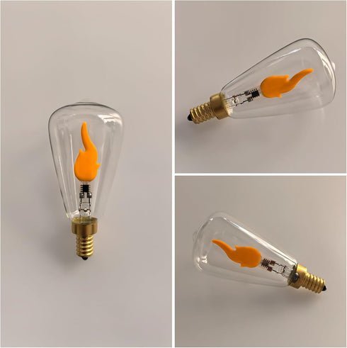 ST48/ST14 E12 Bulb, 2W 1800K Non-Dimmable, 2-Pack LED Flame Warm Amber Transparent Glass, Vintage Candle Style