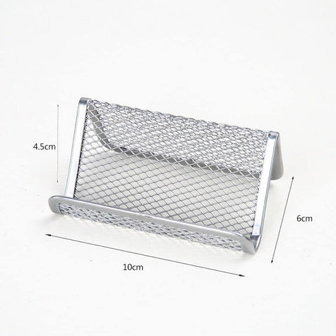 Jowxsx Metal Mesh Business Card Holder, Black Office Card Collection Organizer for Desk Storage