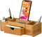Bamboo Desk Organizer - Durable Wood with Drawers, Storage Compartments, Pen Holder, Phone Holder for Office