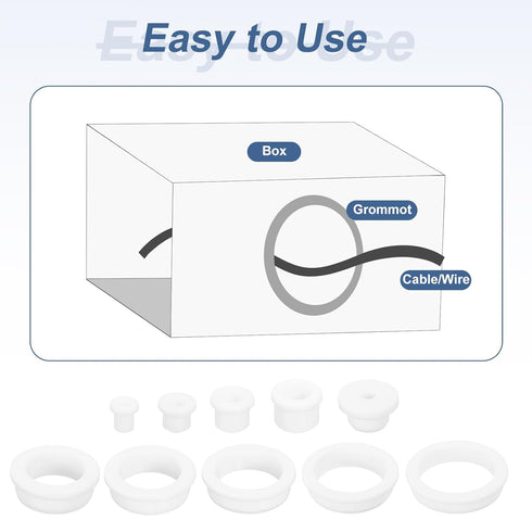 8Pcs Grommets 3/4"(19mm) 3/8"(10mm) Grommet uxcell Rubber Drill Hole, ID Hole Top Hat White Silicone Rubber Hole Plug