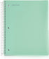 Mintra Office Durable Spiral Notebooks, 5 Subject, Sage Green, Wide Ruled, 200 Sheets, 5 Poly Pockets for School