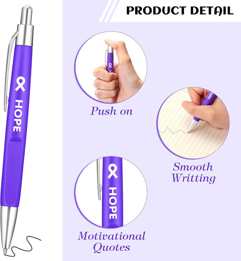 Qilery 200 Pcs Breast Cancer Pens Bulk - Pink Ribbon Retractable Ballpoint Pens for Charity Events