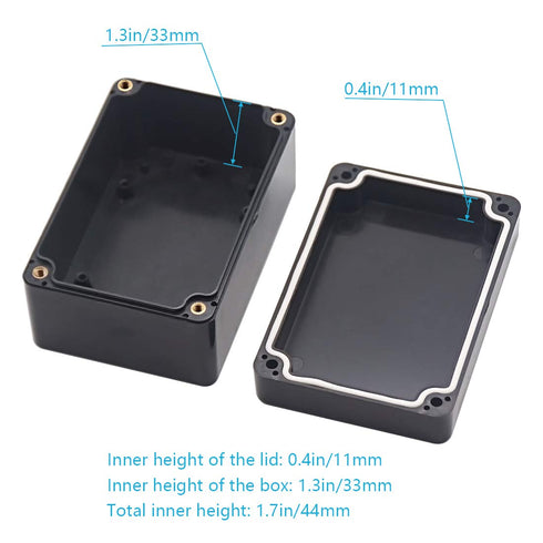 Zulkit Junction Box, IP65 Waterproof Outdoor Project Box, Black ABS Plastic Electrical Enclosure 3.94 x 2.68 x 1.97