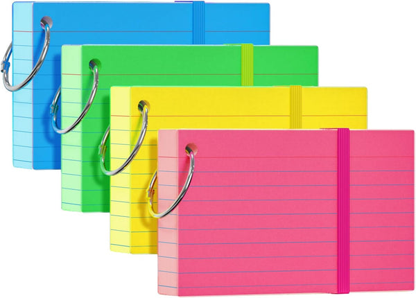 YIZUUN Colored Index Cards 3x5, Flash Cards with Ring, 200 PCS, Ruled Note