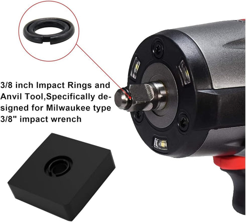 (12 Sets) 3/8" Impact Retaining Ring Clip with O-Ring for Milwaukee Electric/Pneumatic Wrench