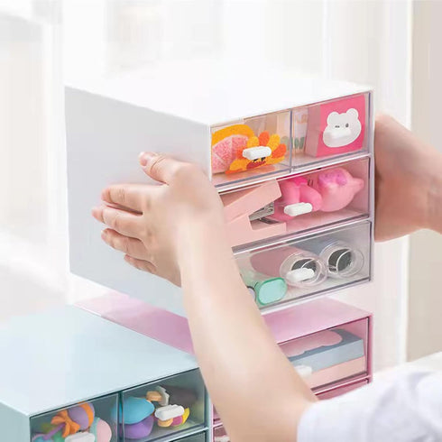 Desk Organizer with Drawer, Office Storage Box with 4 Acrylic Drawers for Desktop, Dressing Table, Home, School