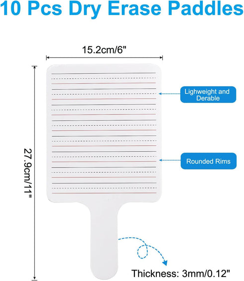 PATIKIL 11x6in Thickened Dry Erase Paddles, 10Pcs Handheld Double Side Square Answer Paddle Lined Dry Erase Boards for Voting Game Teaching Classroom Office Party by PATIKIL