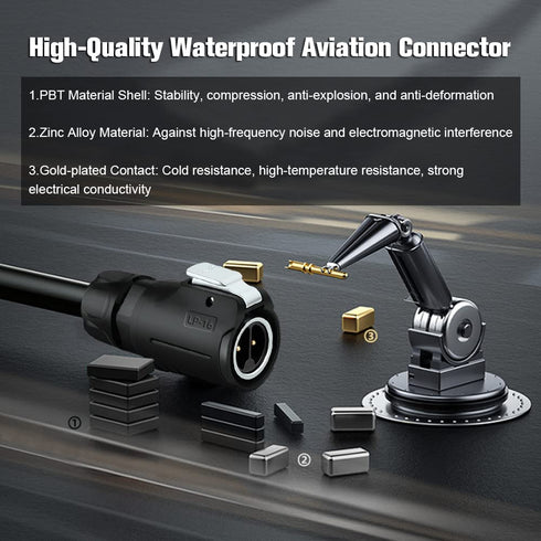 2 Pin Waterproof Connector, Industrial Solder Power Connector for Automotive, Marine, Lights and Other Electrical
