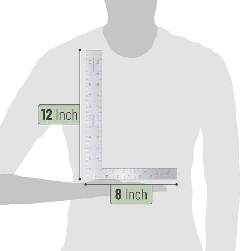 Mr. Pen- Framing Square, 8 inch x 12 inch, Silver, Carpenter Square, Carpenters Square, Right Angle Ruler, Framing Tools, L Shape Ruler, Metal Square, Steel Square