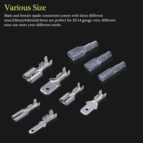 Twidec 360Pcs Quick Splice Male and Female Wire Spade Connector Kit, Electrical Wiring Car Audio Speaker
