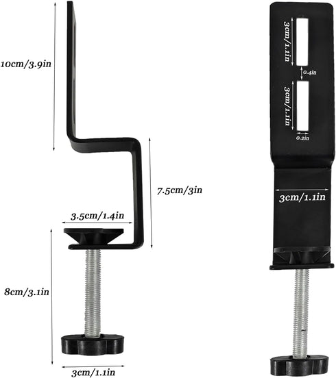 Desk Clamp 2Pcs, Pegboard Fixing Bracket for Desktop Accessories, Metal Organizer Bracket, Black