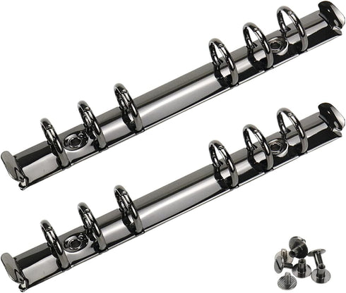Semetall 2pcs A6 Notebook 6-Ring Binder Mechanism, Loose Leaf Binding Spines, Metal Clip Ring Binder Replacement Kit,
