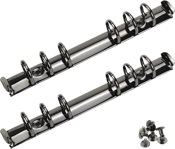 Semetall 2pcs A6 Notebook 6-Ring Binder Mechanism, Loose Leaf Binding Spines, Metal Clip Ring Binder Replacement Kit,