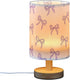 Wusikd Purple Bow Table Lamp LED Desk Light USB Nightstand Lamp with Non Slip Wood Base & Eye-Friendily Lampshade