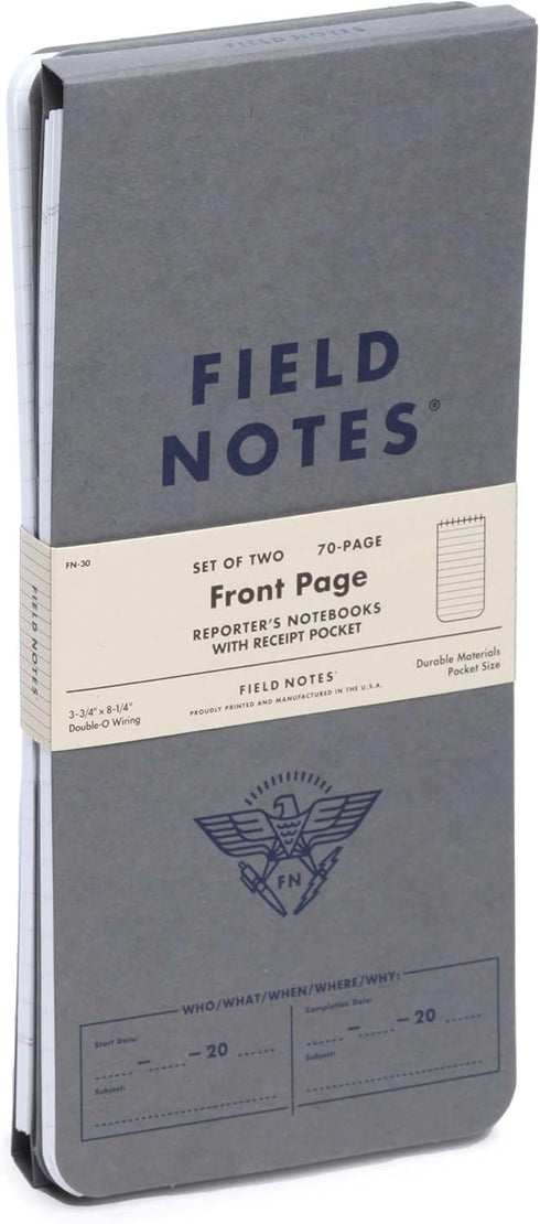 Field Notes Front Page 2-Pack of Reporter's Notebooks - 3.75" x 8"