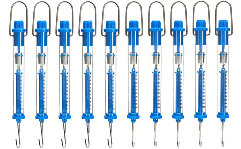 QWORK Spring Scale, 10 Pack, 10N Transparent Spring Balance Hanging Tube Spring Scale