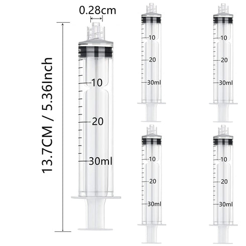 30ml Syringe with Blunt Needle Tip 1.5 Inches, Set of 5 for Essential Oil Filling, Measuring and Dispensing