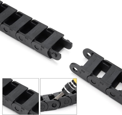 uxcell R18 10mm x 15mm Black Plastic Cable Wire Carrier Drag Chain, 1M Length for CNC