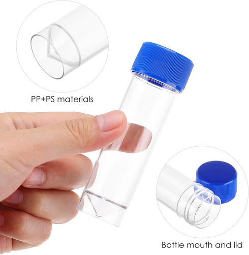10pcs Plastic Specimen Cup with Lid Stool Specimen Container for Laboratory Medical Use (25-30ml, Without Spoon)