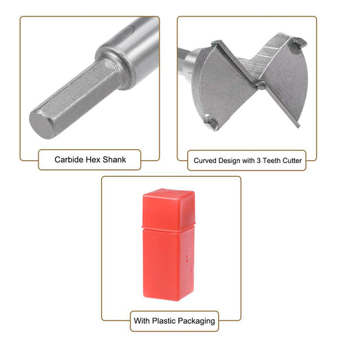 Woodworking Hole Opener Drill Bit, 42mm Forstner Tungsten Carbide Wood Hole Saw for Boring