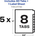 8 3 5 Sets (11422) Avery Tab Dividers for Ring Binder, Easy Print & Apply Clear Label Strip for Copiers, Index Maker