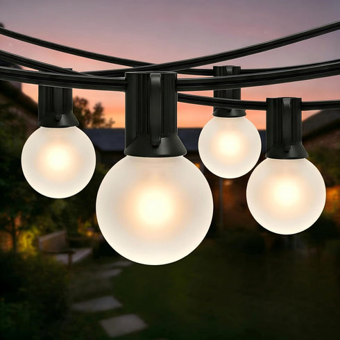 25FT Frosted White Lights G40 Globe Outdoor String Lights Patio Lights with