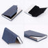 homEdge Business Card Holder, Slim Professional 2 Packs PU Leather + Stainless Steel Case - Black and Blue