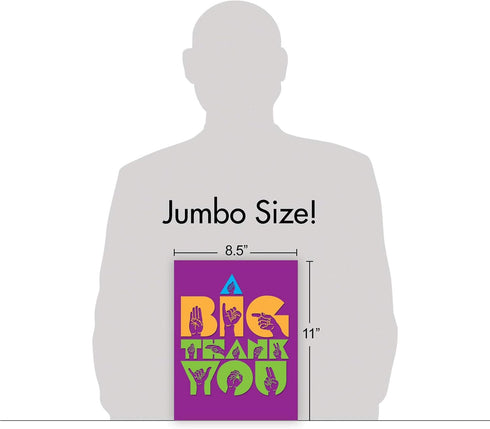 The Best Card Company – 1 Jumbo Big Sign Language Thank You Greeting Card (8.5 x 11 Inch) - Extra Large Thanks Card