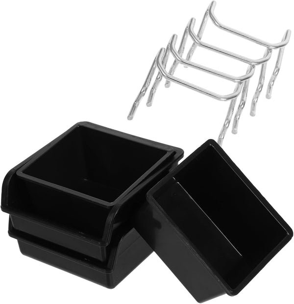 GLEAVI 4pcs Pegboard Organizer Bins with Hooks Wall Mounted Tool Storage for