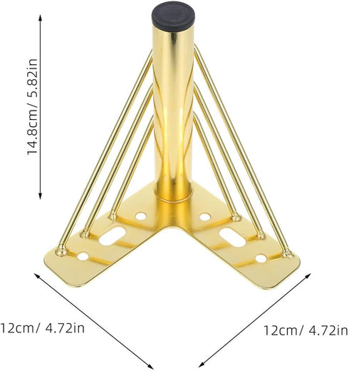 4pcs Set, 15cm WOONEKY Metal Furniture Legs Replacement Sofa and Coffee Table Support Feet, Gold Finish Cabinet and Tv