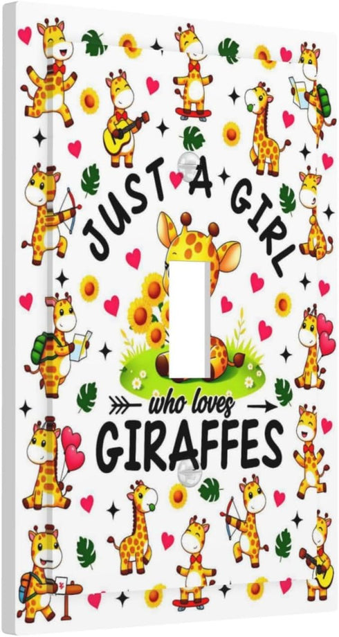 HTSAHKV 3 5 Inch Just a Girl Who Loves Giraffes Wall Plate Light Switch Cover Single Gang Outlet Faceplate Print Plate