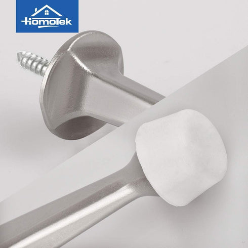 HOMOTEK 3 Pack Heavy Duty Solid Rigid Door Stop with Soft Rubber Tip, Zinc Die Cast Door Stopper Protect Wall & Door