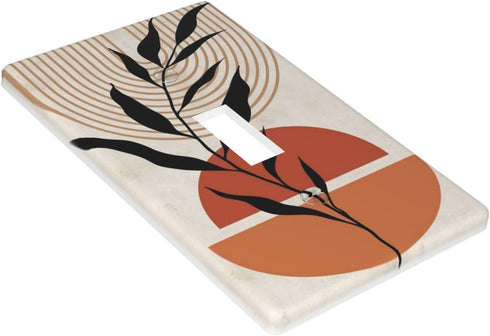 Boho Modern Leaves Single Toggle Light Switch Plate, Decorative Electrical Wall Cover Plate for Home Decor