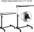 Tilting Overbed Table,Multifunctional Adjustable Bedside Table,Medical Adjustable Overbed Bedside Table with Wheels