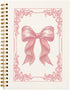 Pink Bow Coquette Journal - 5.5x8.3 Hardcover Spiral Notebook, Preppy Aesthetic Desk Accessories for Women