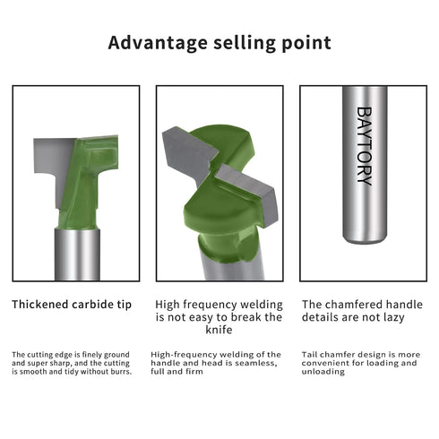 6Pcs Set, 1/4" Set -1/4 5/16 3/8 9/16 1/2 5/8 inch Set BAYTORY Keyhole Router Bits Shank Router Keyhole Bit & & &