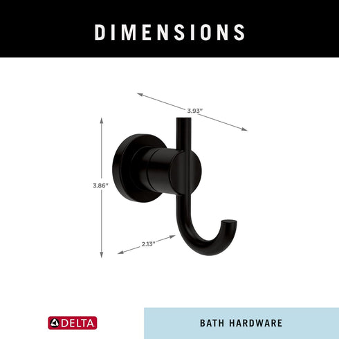 Delta NIC35-MB Nicoli Double Towel Hook - Bath Hardware Accessory in Matte Black