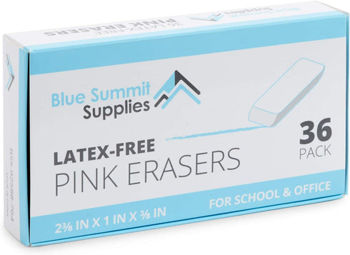 Blue Summit Supplies Pink Erasers, Bulk Classroom Set for Art, School, and Office Use, 36 Pack