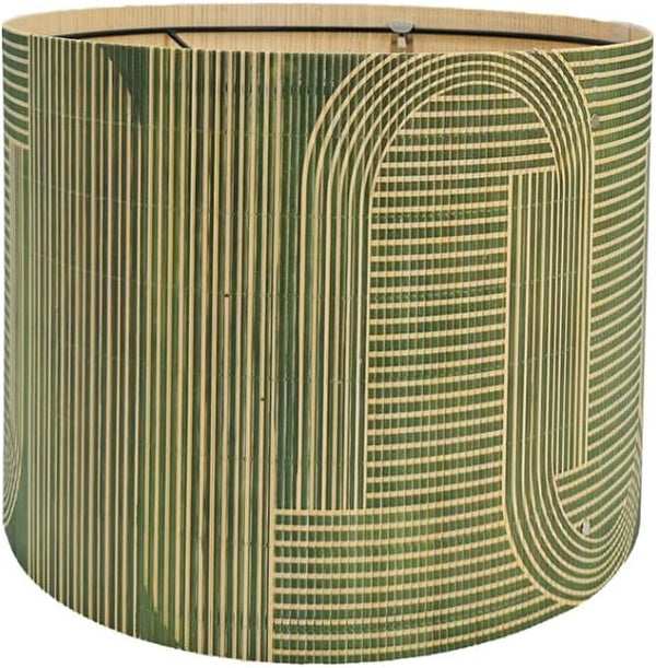 Generic Rustic Bamboo lampshade, Decorative Unique Geometric Green Figure, ideal for floor and
