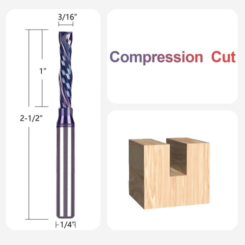 3/16 Inch 1/4 Inch SpeTool Solid Carbide CNC Router Bit Cutting Diamter with Shank, TAC Coated Spiral Compression