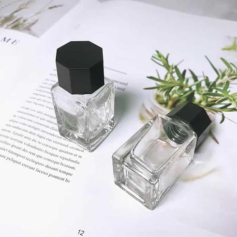 2 Pcs 20ml Clear Glass Jars Empty Refillable Ink Vials Containers with Black ABS Plastic Caps for Ink Liquid by Teensery