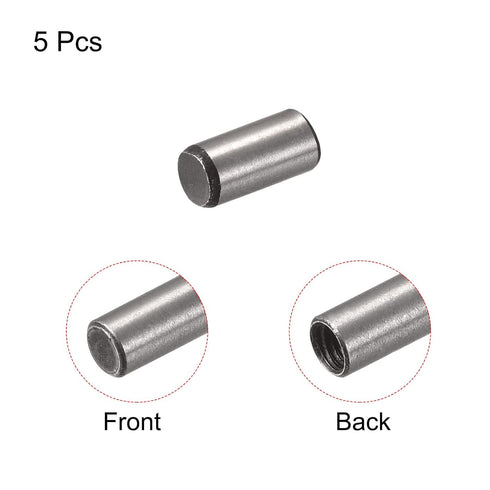 uxcell M4 5pcs 6x12mm Internal Thread Dowel Pin Chamfering Flat Carbon Steel Cylindrical Pin Bed Bookshelf Metal