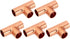 PATIKIL 1/2" ID 1mm Thick Tee Copper Fitting, 5pcs 99.9% Pure Copper 3 Way Pipe Fitting with Sweat Connection