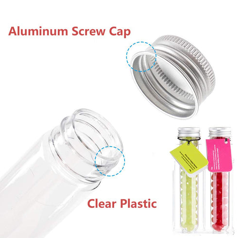 25PCS Test Tubes, 40ml Clear Plastic Test Tubes with Screw Caps, 25x140mm for Sample, Science Party